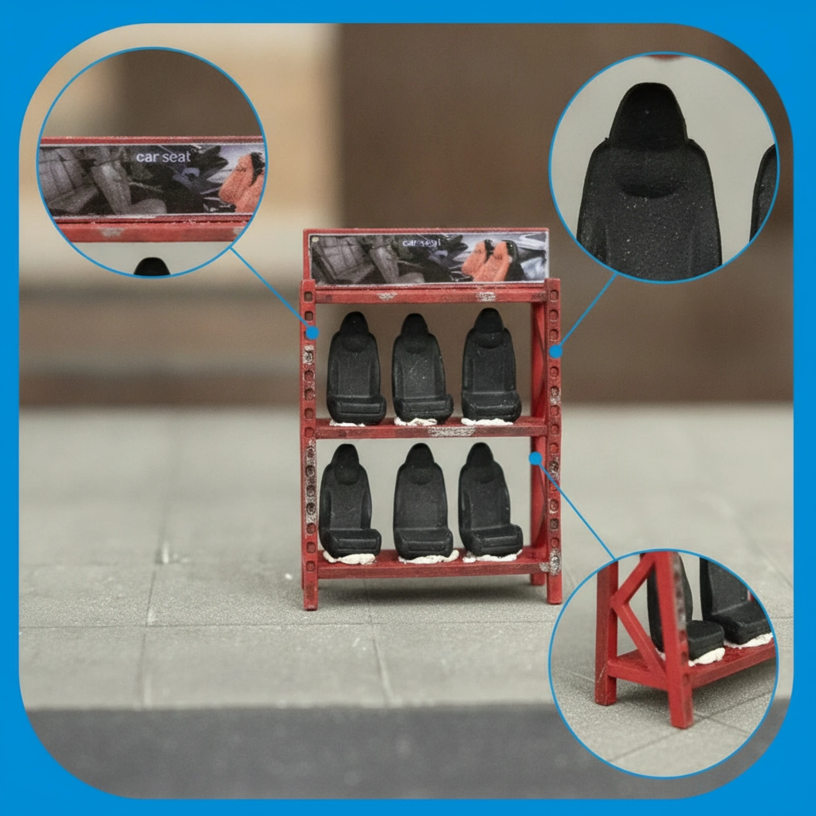 Car Seat Rack Model Realistic Miniature Display Shelf Model Garage Rack Highly Detailed Tool Table Compact for Collectors