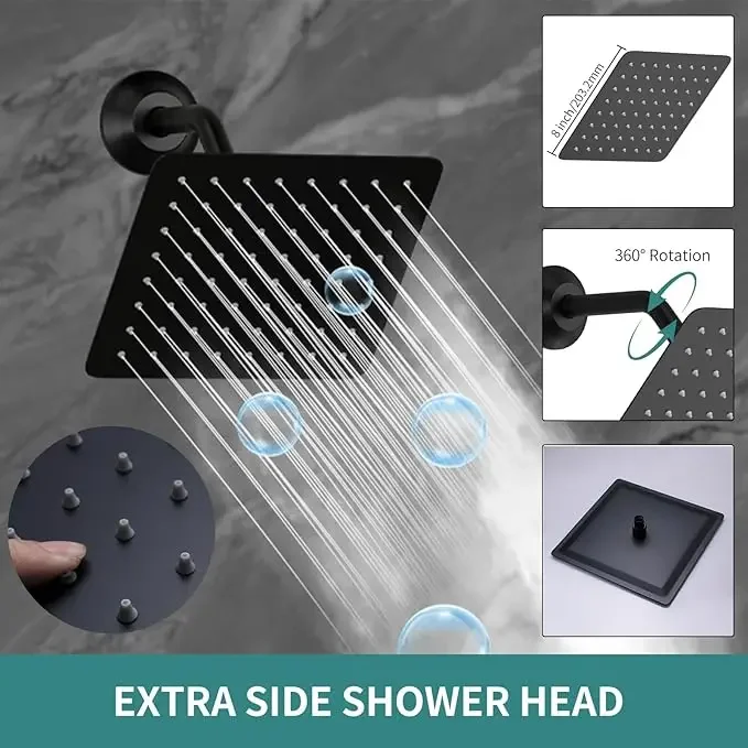 Digital Display Shower Set System Handheld Shower  Body Jets Rainfall Head Matte Black Brushed Gold Bathroom Shower Set