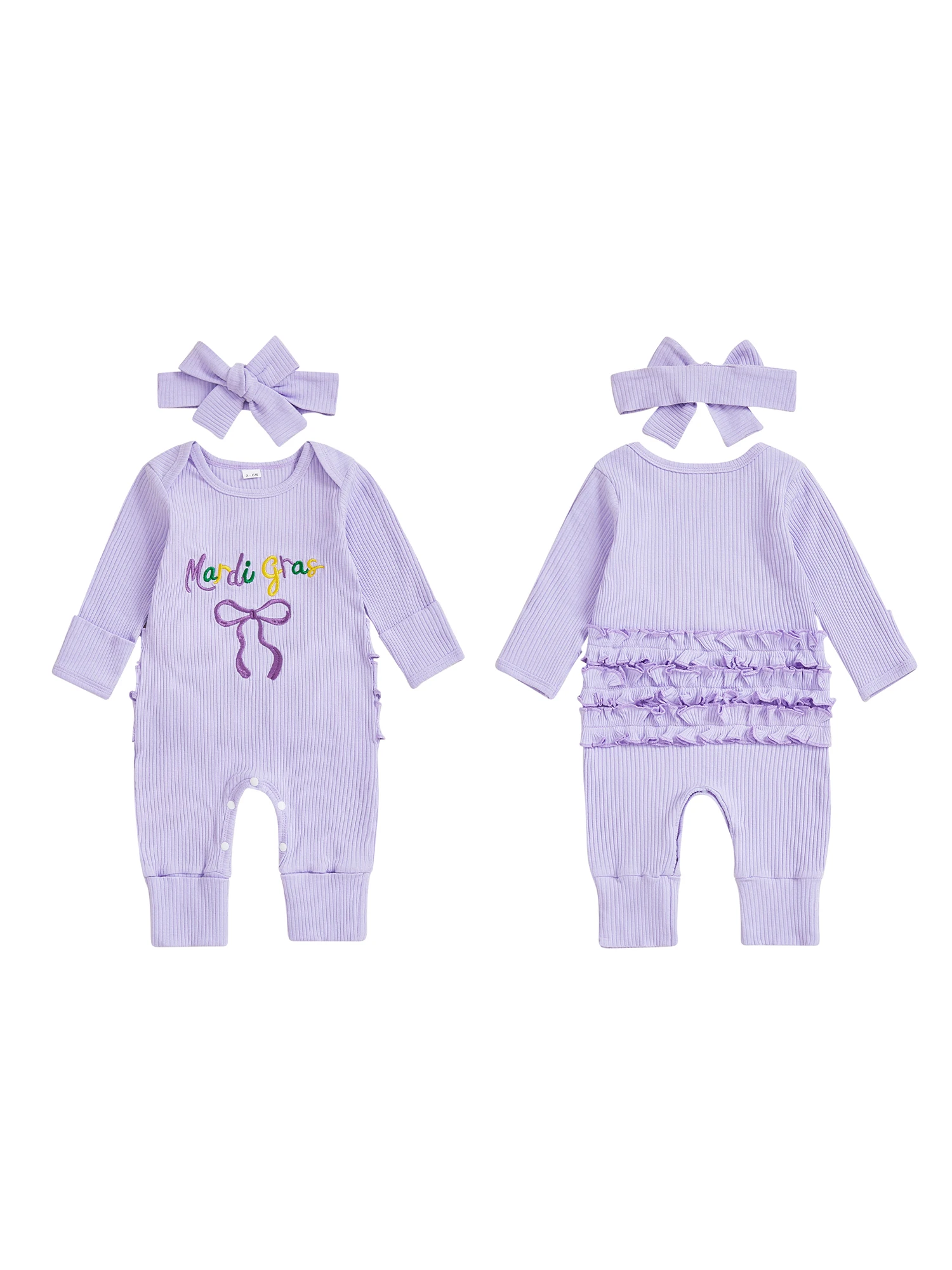 

Карнавальный наряд принцессы для младенцев, комбинезон в рубчик с монограммой и бантом для волос, комплект боди с длинными рукавами и подходящим