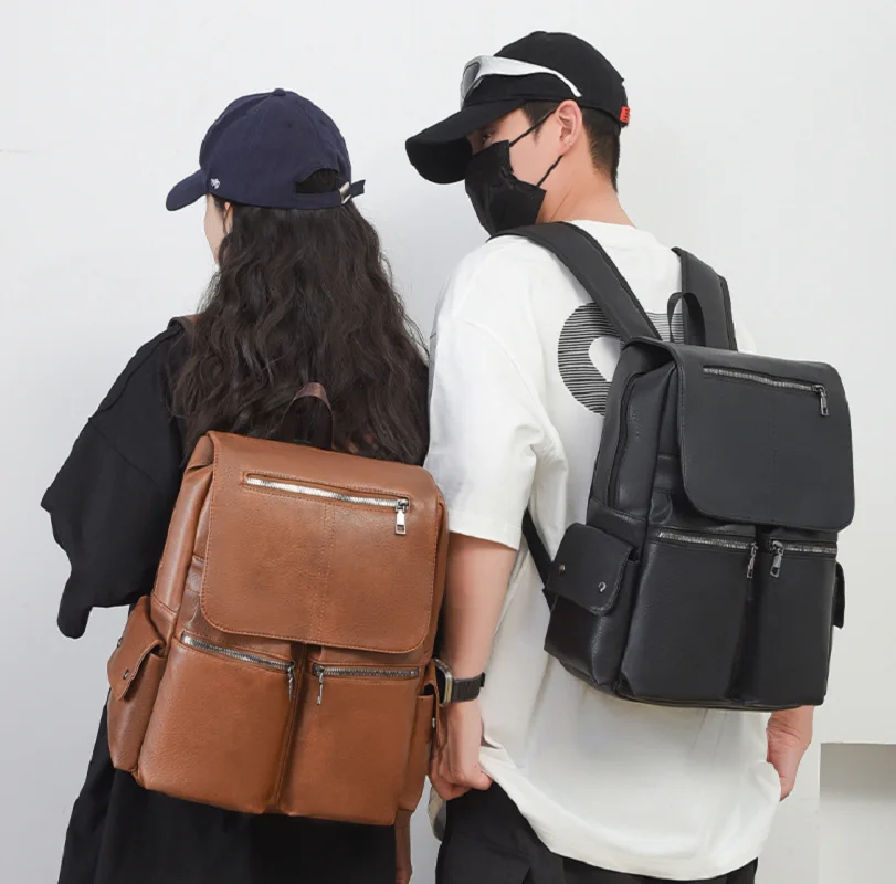 New Men Women's High Quality Leather Travel Backpacks Fashion Vintage Large Capacity Shoulder Bags Totes Notebook School Bag