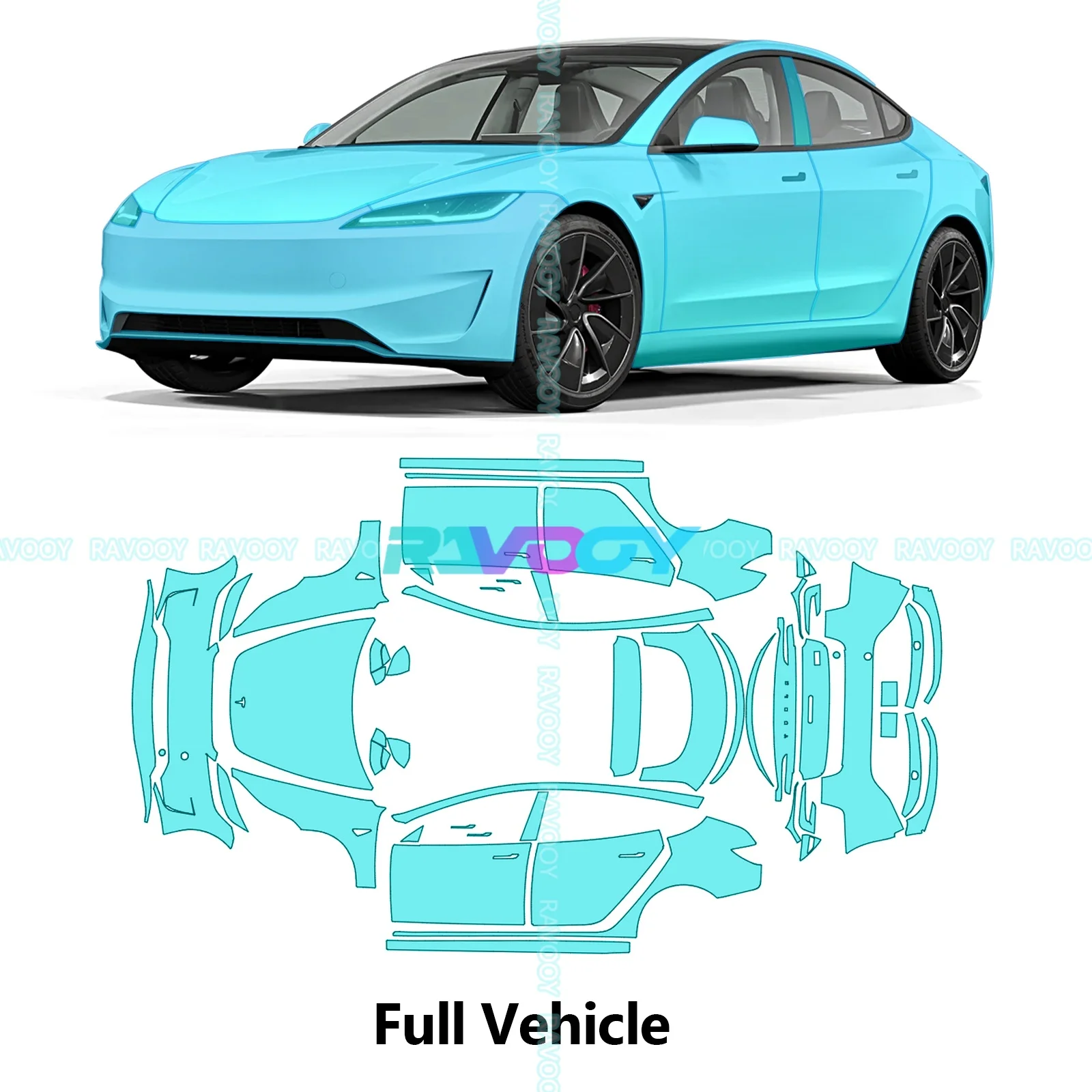 Voor Tesla Model 3 Prestaties 2024-2025 Voorgesneden Verfbeschermingsfilm Volledig voertuig Antikras Exterieur TPU PPF Heldere koplampen