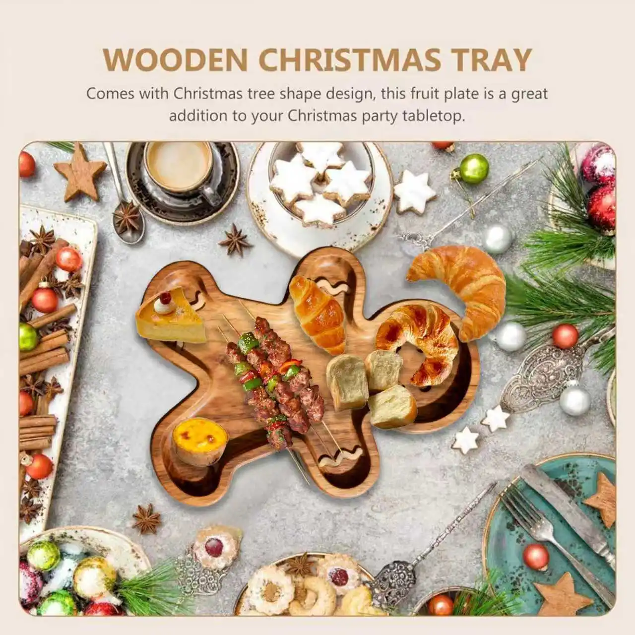 

Деревянный поднос для пряничного человечка, 2 шт., центральная часть рождественского стола и сервировочное блюдо для праздничного декора столовой
