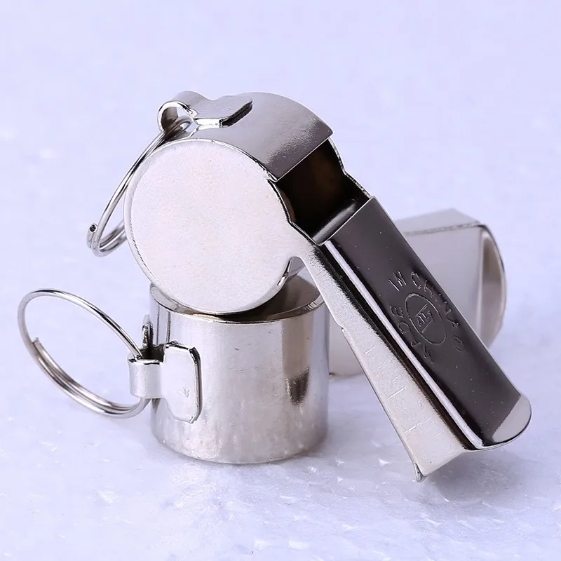 농구 축구 게임을위한 금속 심판 휘파람 스테인레스 스틸 야외 캠핑 등산 하이킹 생존 용품