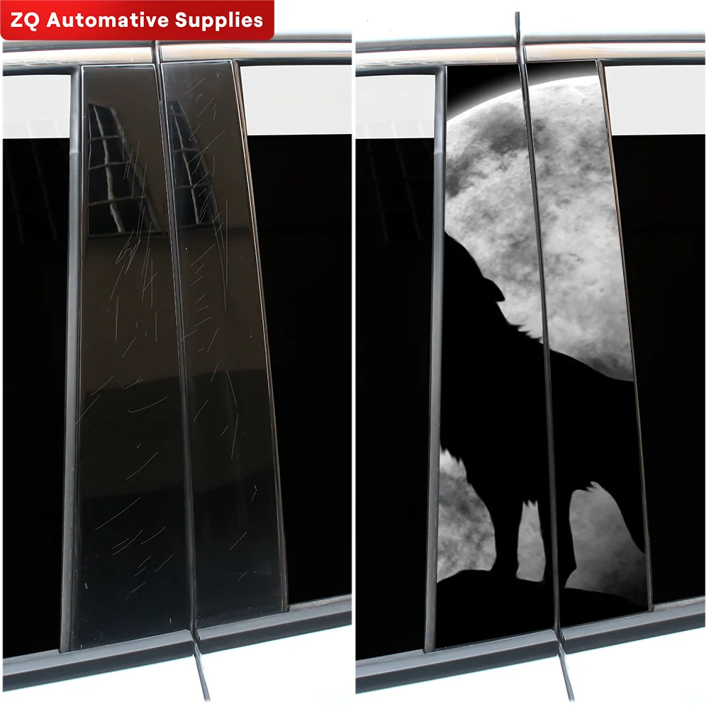 Wolf and Moon Car Stickers Auto B-Pillar Waterproof Decoration Cover Scratches DIY Car Doors Pillar Sunscreen Animal Vinyl Decal
