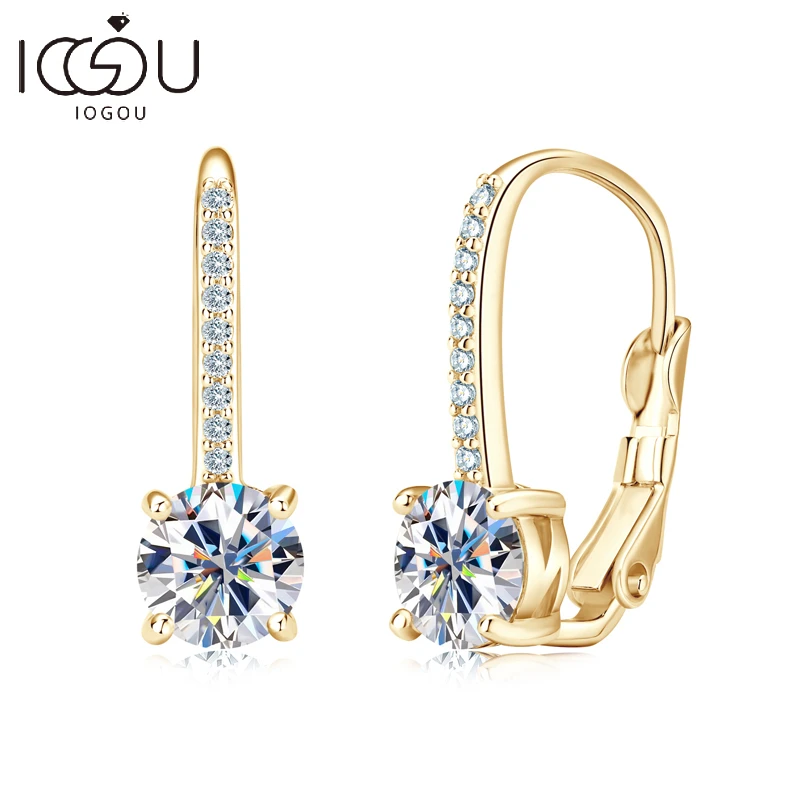 

IOGOU Moissanite Ear Clips for Women 6.5mm D Color VVS1 Unique Hoops Earrings Original 925 Sterling Silver Accessories Jewelry