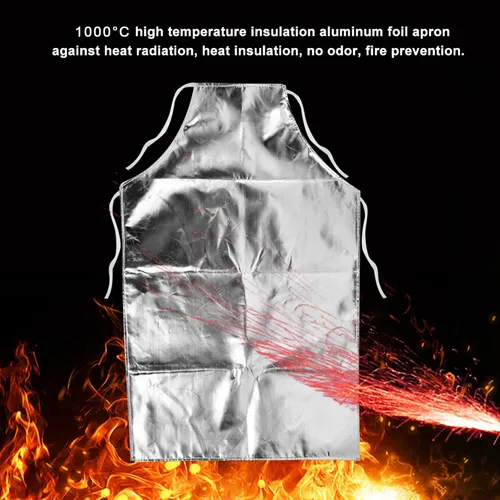 Imagen 2 del producto Delantal de aislamiento térmico de papel de aluminio, 1 piezas, 1000 °C, ropa protectora ignífuga, antiquemaduras