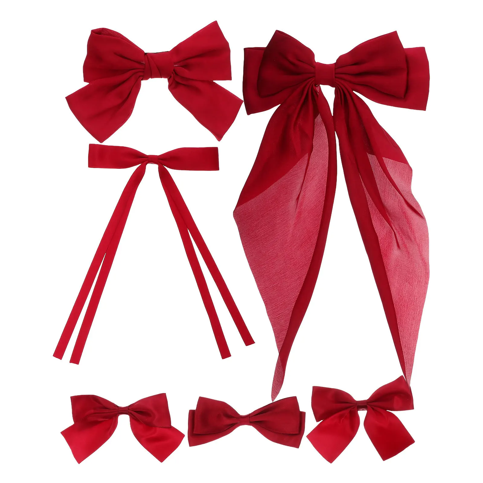 

6pcs Butterfly Clip Large Bow Barrette For Women Long Bows Reusable Hair Accessories Snap Clips Hair Styling Tools