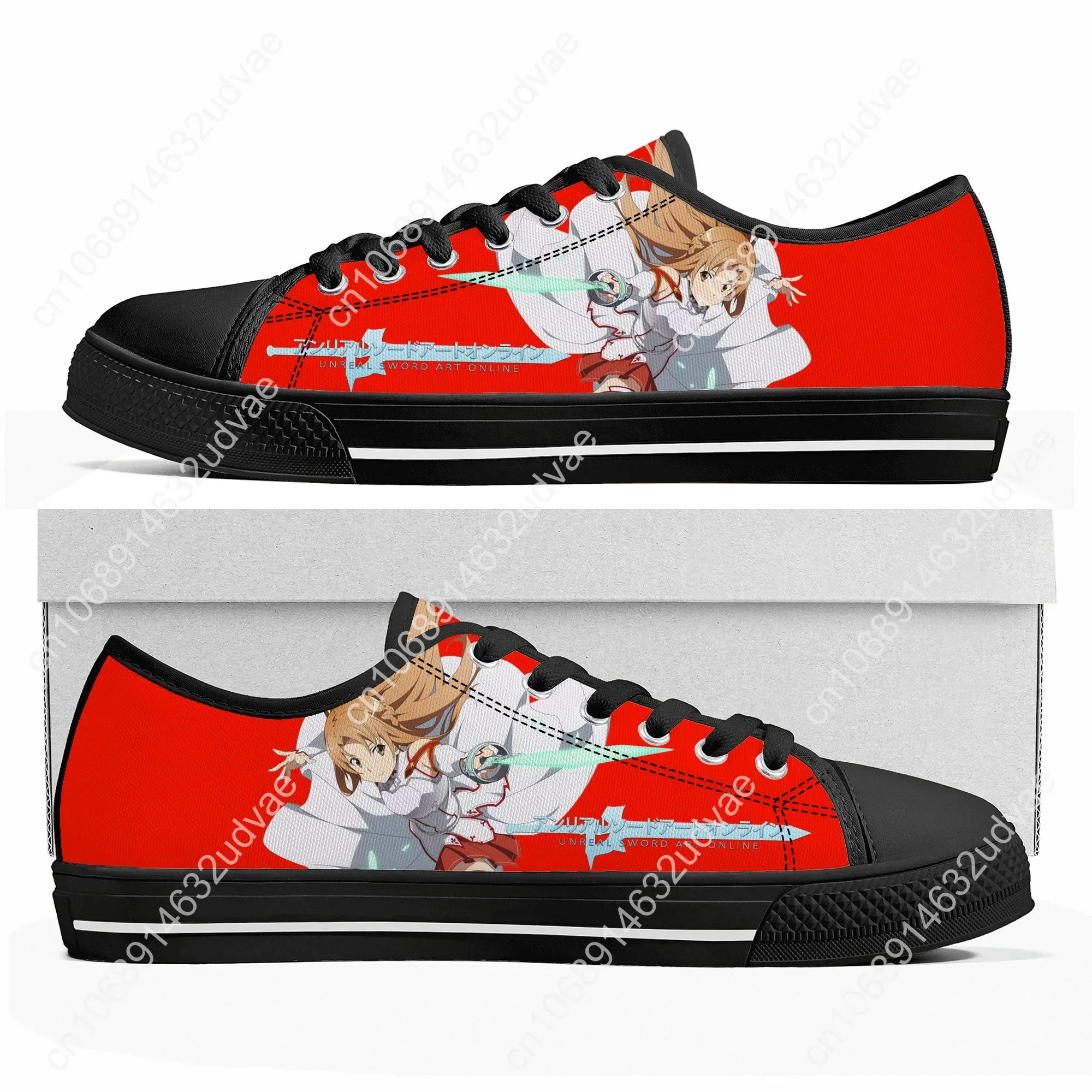 Tênis Low Top para homens e mulheres, tênis de lona, sapatos personalizados, romance, Asuna Sword Art Online, sapatos para adolescentes, alta qualidade