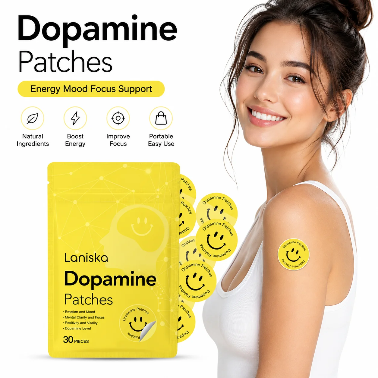 Natural Dopamine Patch Enhance Focus Mood and Energy Lightweight Breathable Daily Use