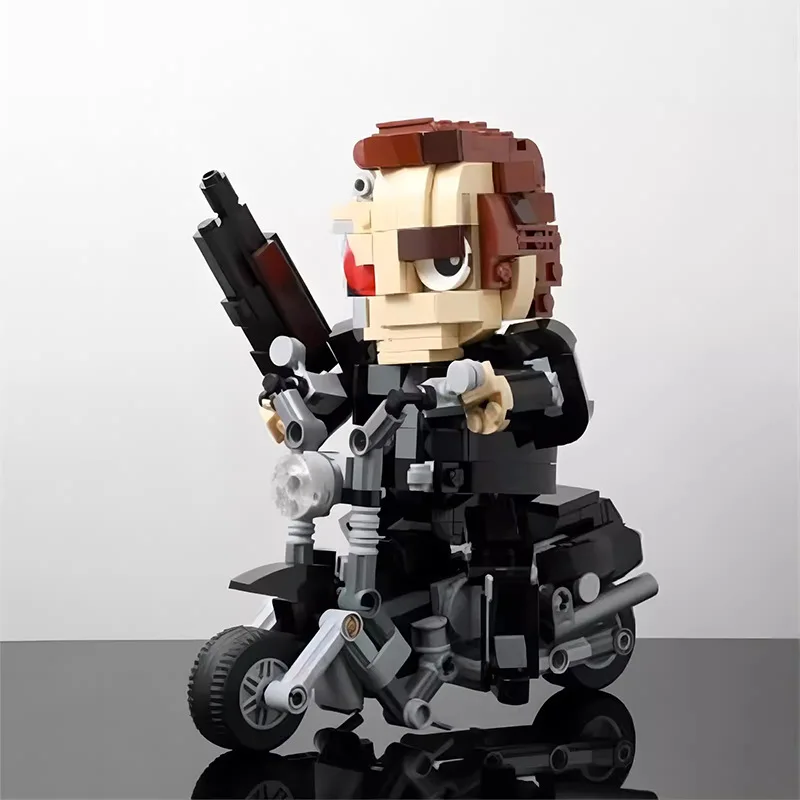 Mechanical Warrior Figure Blocks with Bicycle Model, Sci-fi Character Assembly Toy, Chinese DIY Bricks for Collection Gifts