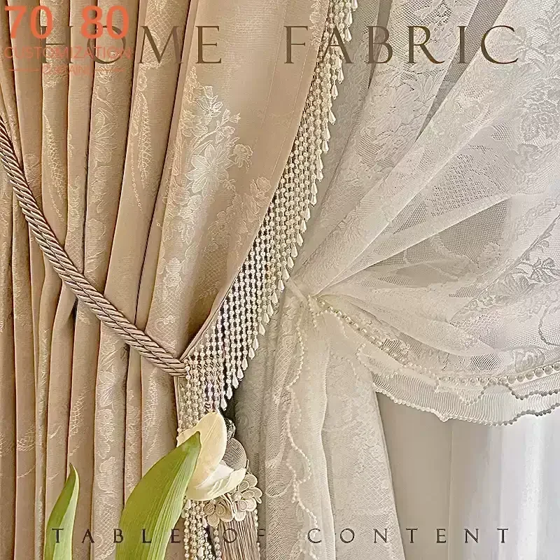 Embroidery White Screen Window Screen Pink Jacquard Curtains for Living Room Bedroom Floor-to-ceiling Window Customization