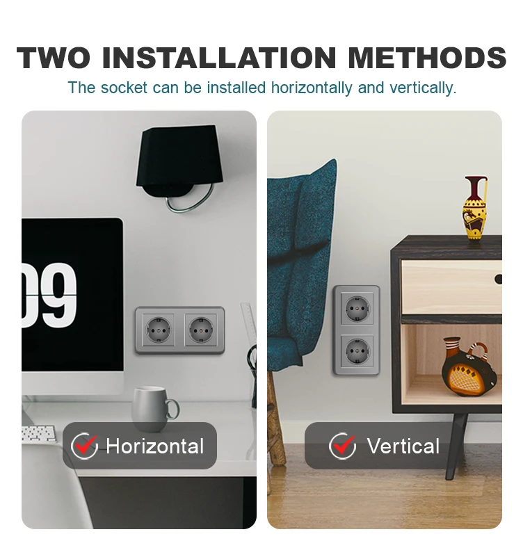 novski wall-mounted module diy European standard grey Plastic frame socket light switch button function combi