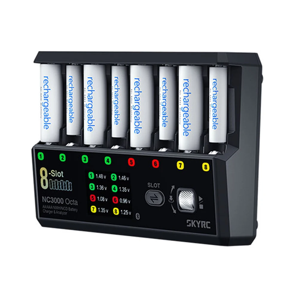 

SKYRC NC3000 Octa AA/AAA NiMH/NiCD 8-slot Battery Charger Analyzer 65W PD Supports 7 Working Modes Bluetooth Mobile App Control