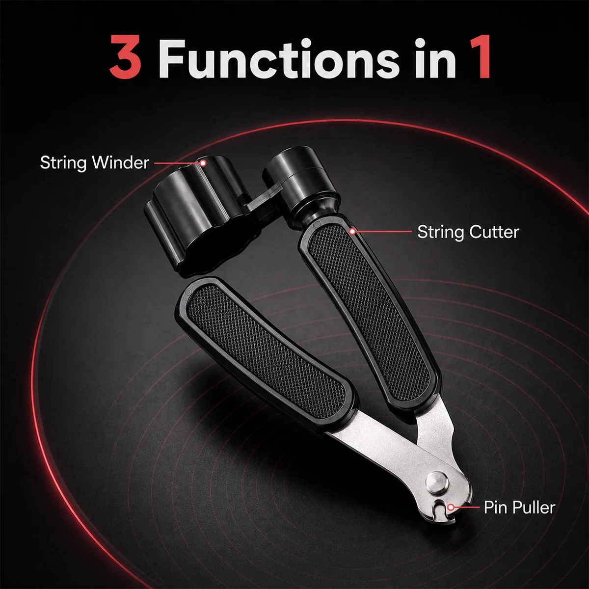 PINMOAP Guitar String Winder Cutter Tool 3 in 1 Multifunction Guitar Repair Kit with Bridge Pin Puller for Fast String Change