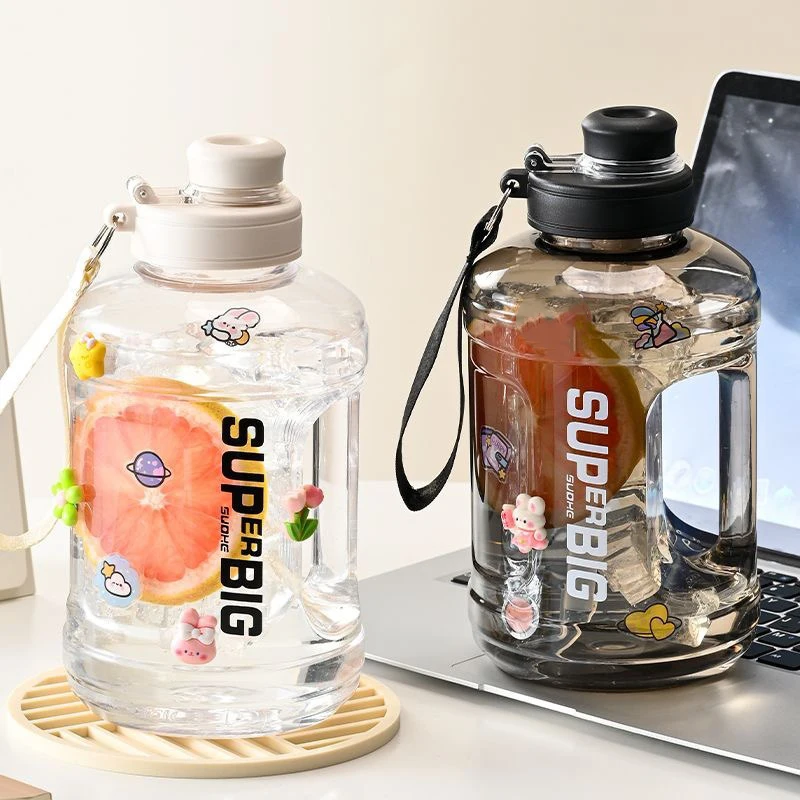 

Large Plastic Water Bottle With Straw Handle 1600/2600ml Portable Leakproof Gym Travel Sport Water Bottle BPA Free For Men Woman