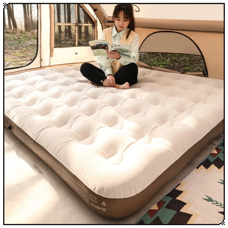 

Camping Flocking Air Bed Lightweight Tent Sleeping Bed Portable Single Double Air Mattress Outdoor Inflatable Mattress New