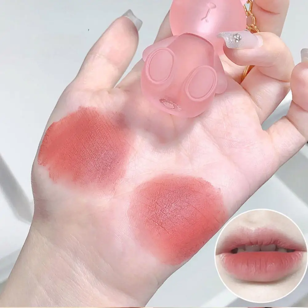 Rossetto Pulpy opaco per portachiavi a forma di coniglio carino tono a bassa saturazione desiderio puro di alta qualità trucco nudo labbro naturale Mak Z7B7