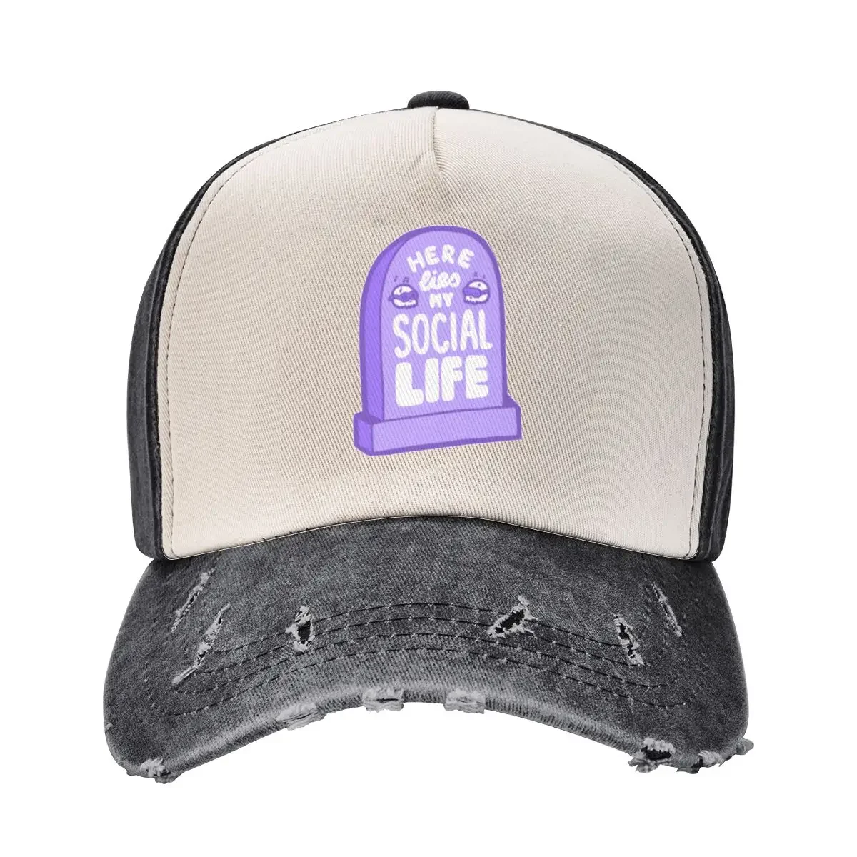 

Here Lies My Social Life in Lilac Baseball Cap New In The Hat fun hats Icon For Man Women's