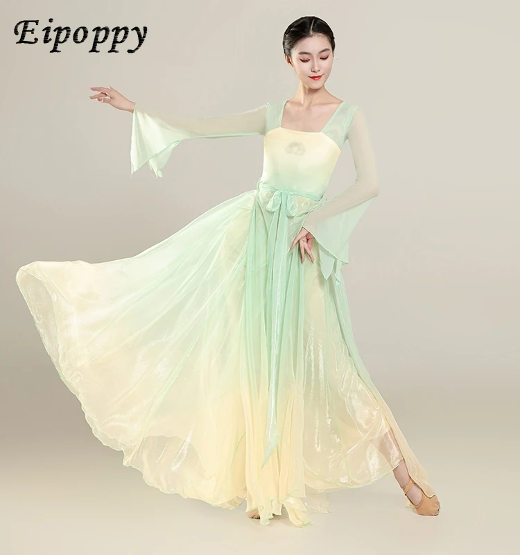 Body Charm Gauze Clothes Chinese Classic Dance Elegant Exercise Clothing Performance Costumes Women's Dress Large Swing Skirt