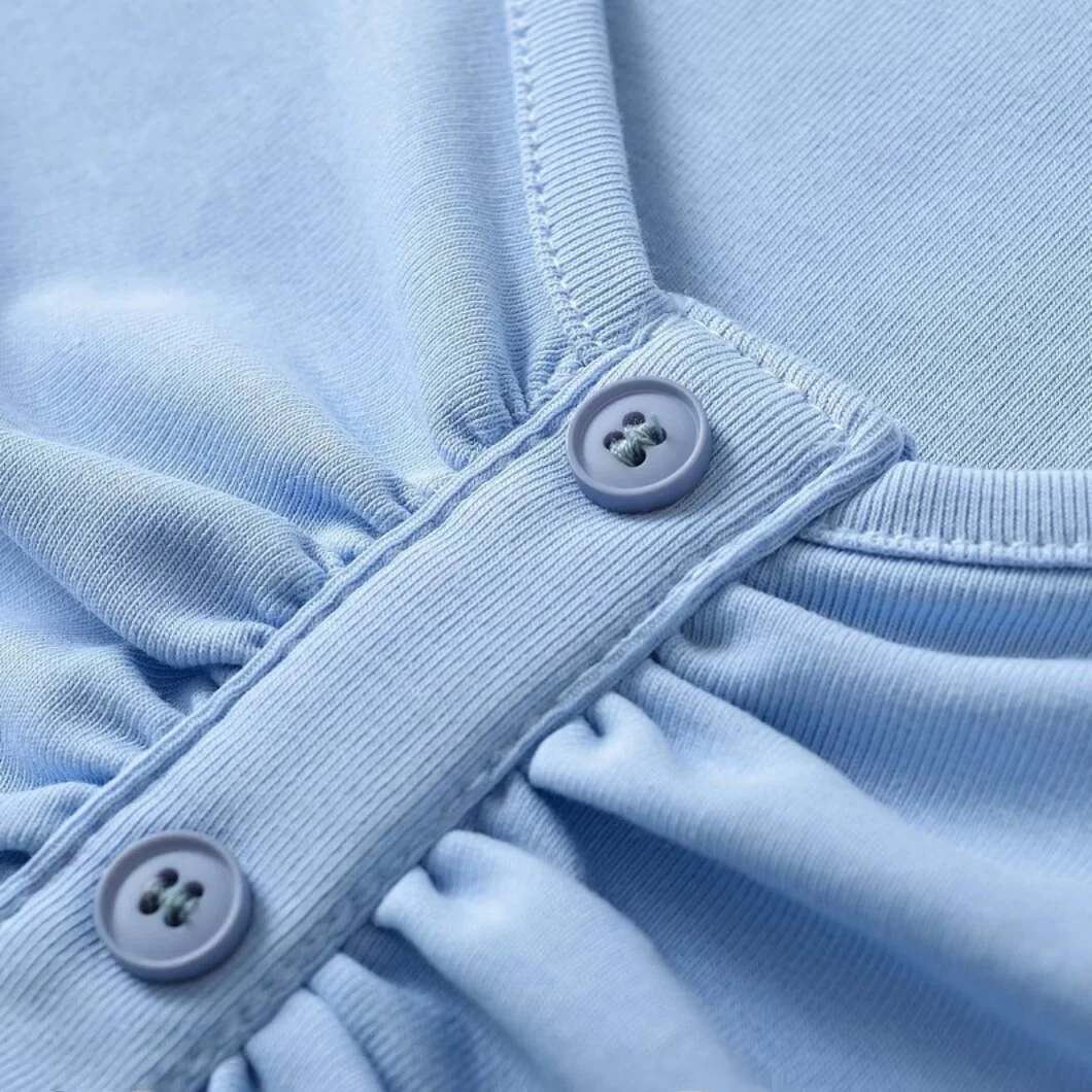 T-shirt coupe cintrée pour femmes, ort Sve v-ne, ourlet plissé, bouton, Design américain, fille chaude, ventre, haut de rue, été