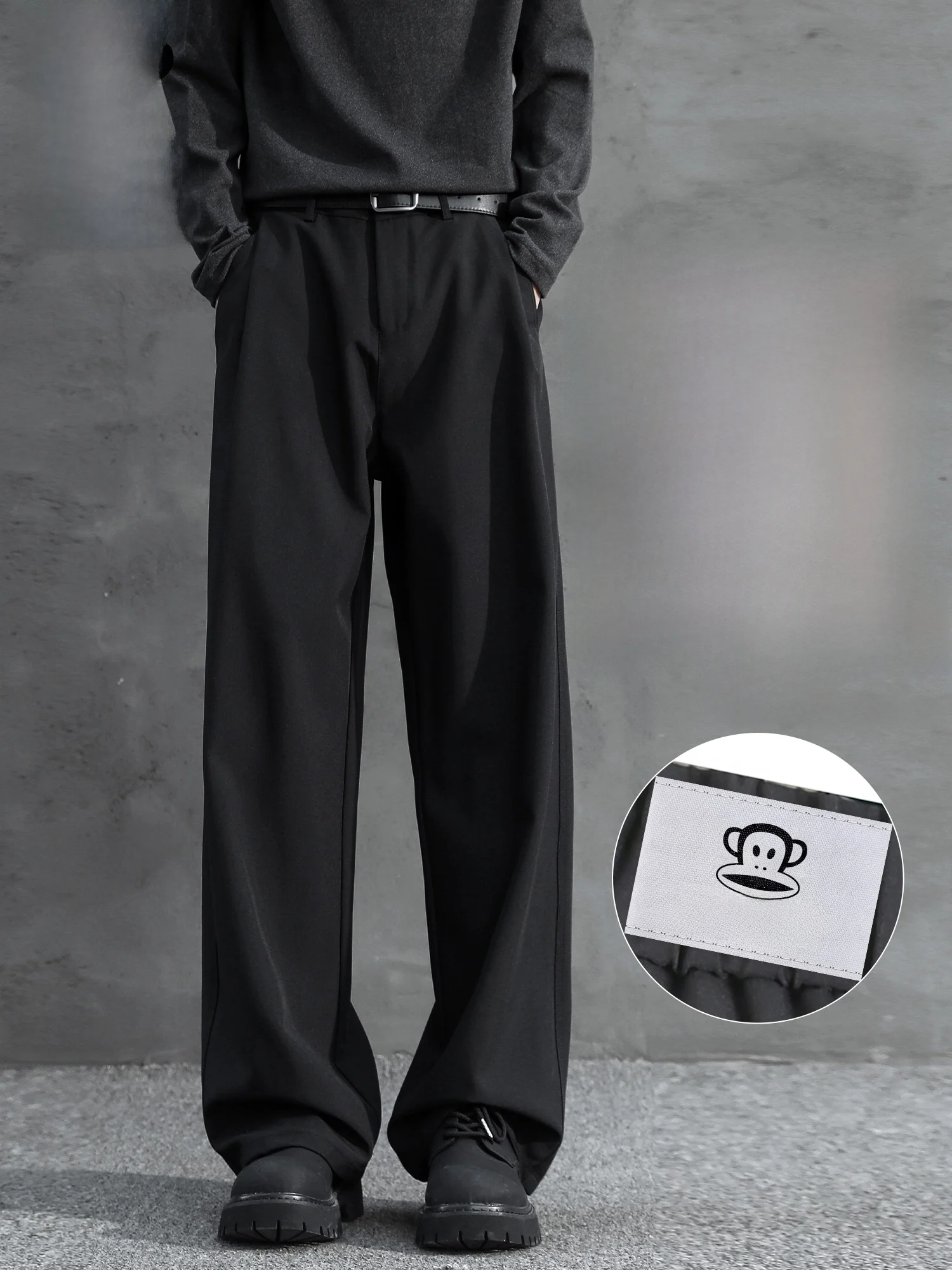 

PaulFrank Bla Loose Casual Straight Leg Men's Pants Spring 2026 Comfortable High Waist Trousers for Youth Leisure Wear