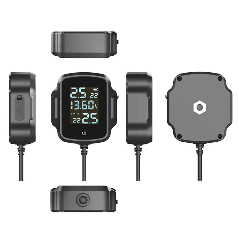 

Motorcycle TPMS Motorbike Tire Pressure Monitoring System Tyre Temperature Alarm System With QC 3.0 USB Charger