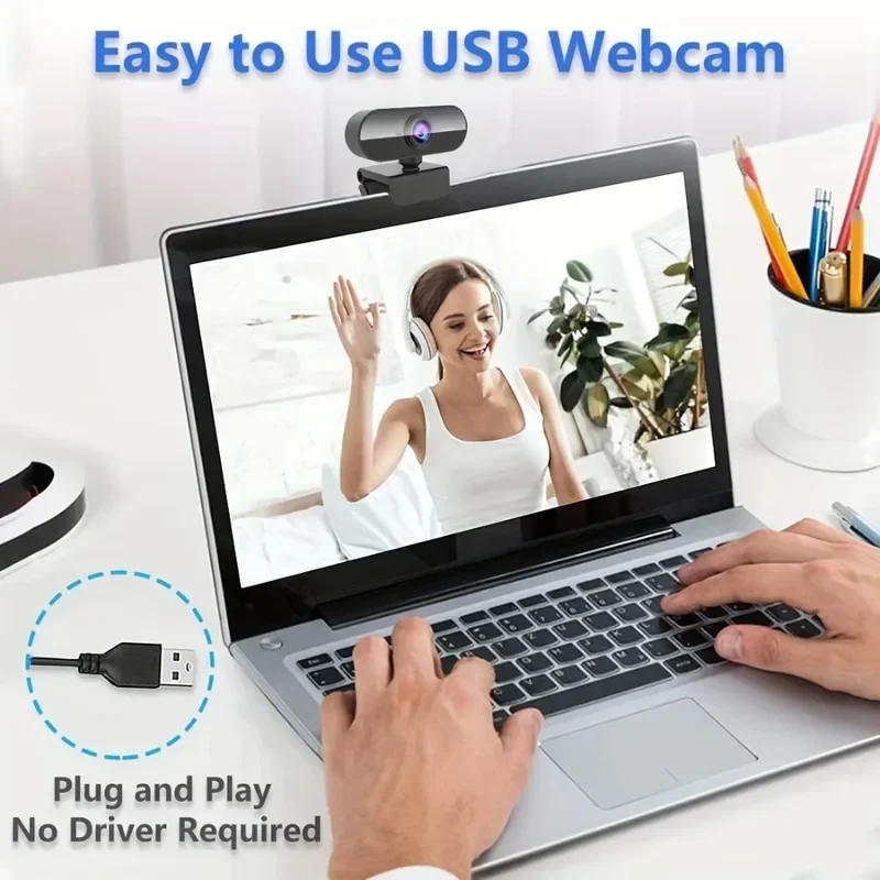 Webcam 1080P Web Cam for Pc Drive-free USB Rotatable Camera with Microphone for Desktop Computer for Video Calling Conference