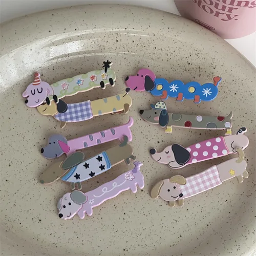 Imagen 2 del producto Horquilla de perro con dibujos animados para niña, Clip largo con forma de corazón, Boca de pato, flequillo, horquilla rota, accesorios para el cabello, novedad