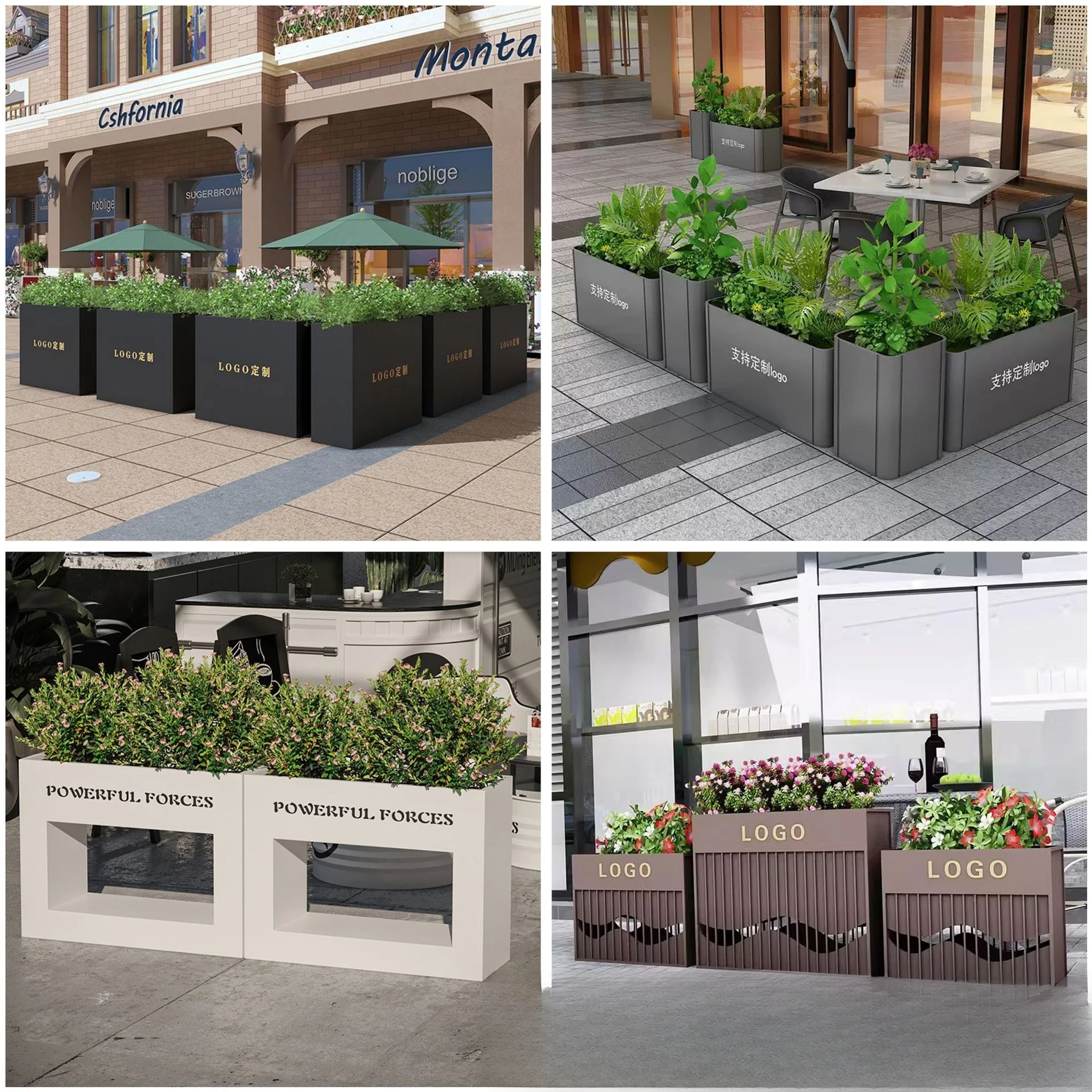 

Outdoor stainless steel flower box Municipal sales department planting box Milk tea shop partition fence square courtyard