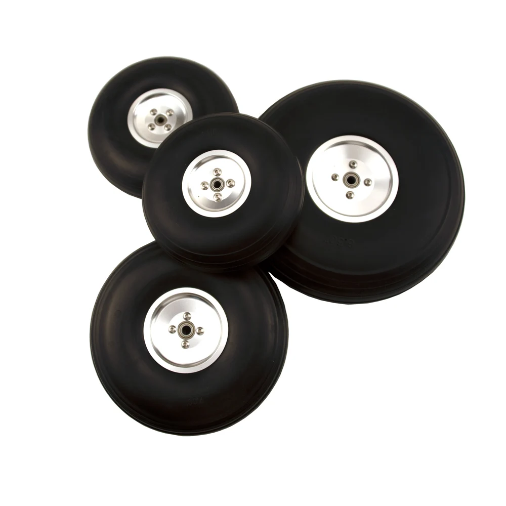 2PCS PU Wheels With Aluminum Alloy Hub Core Tire Steel Rim Bearing Hole 5.5\