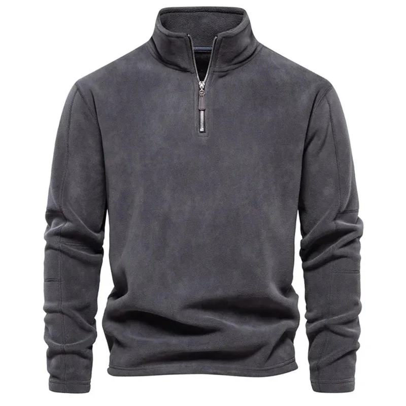 

Pullover Men's Sweatshirt High Quality Thicken Warm Fleece Jacket For Men Zipper Neck Soft Shell Mens Jacket