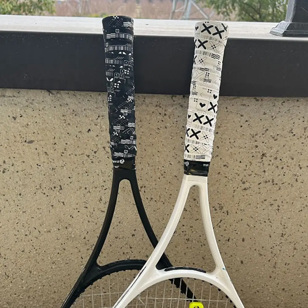 Black White Badminton Racket Overgrips Printing Matte Tennis Racquet Sweatband Shock Absorption Tennis Paddle Over Grips
