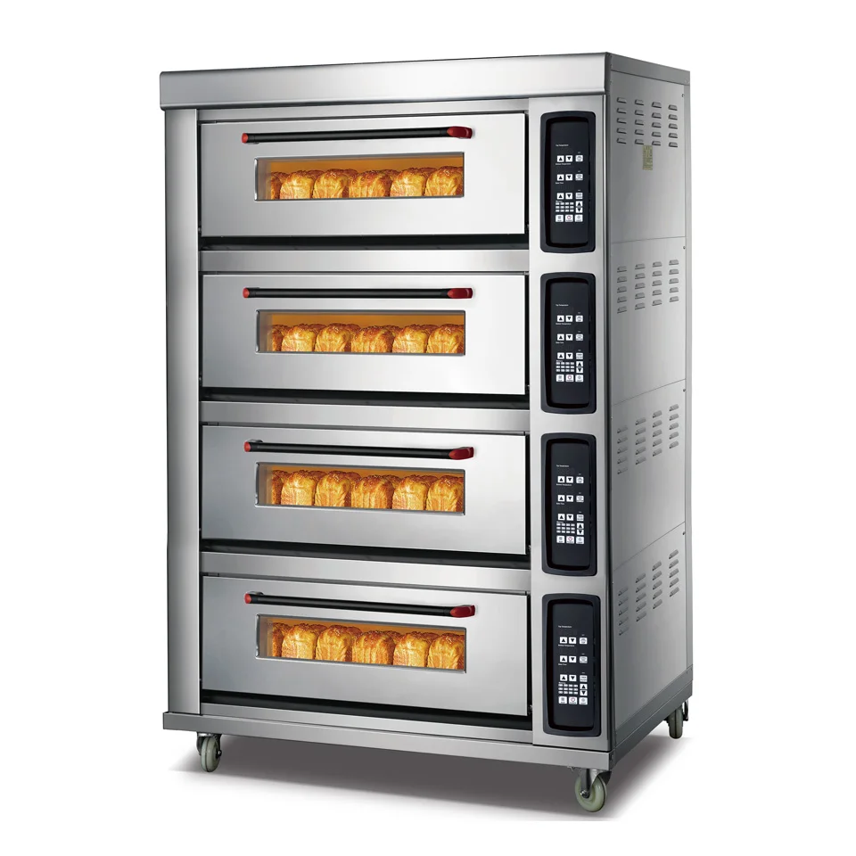 

4 Deck 8 Trays Stainless Steel Bread Deck Oven Commercial Baking Oven Electric Micro Computer Control Bakery Pizza Oven For Sale