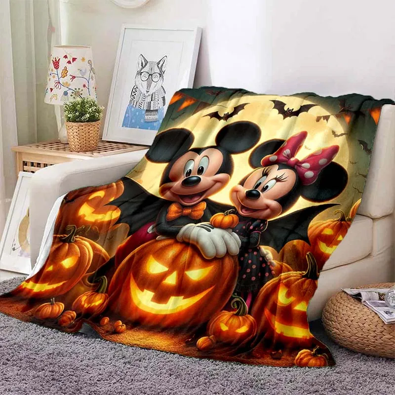 Disney Mickey Mouse Minnie Halloween Printed Blanket for Home Travel Soft and Comfortable Blanket for Adults and Children Gifts