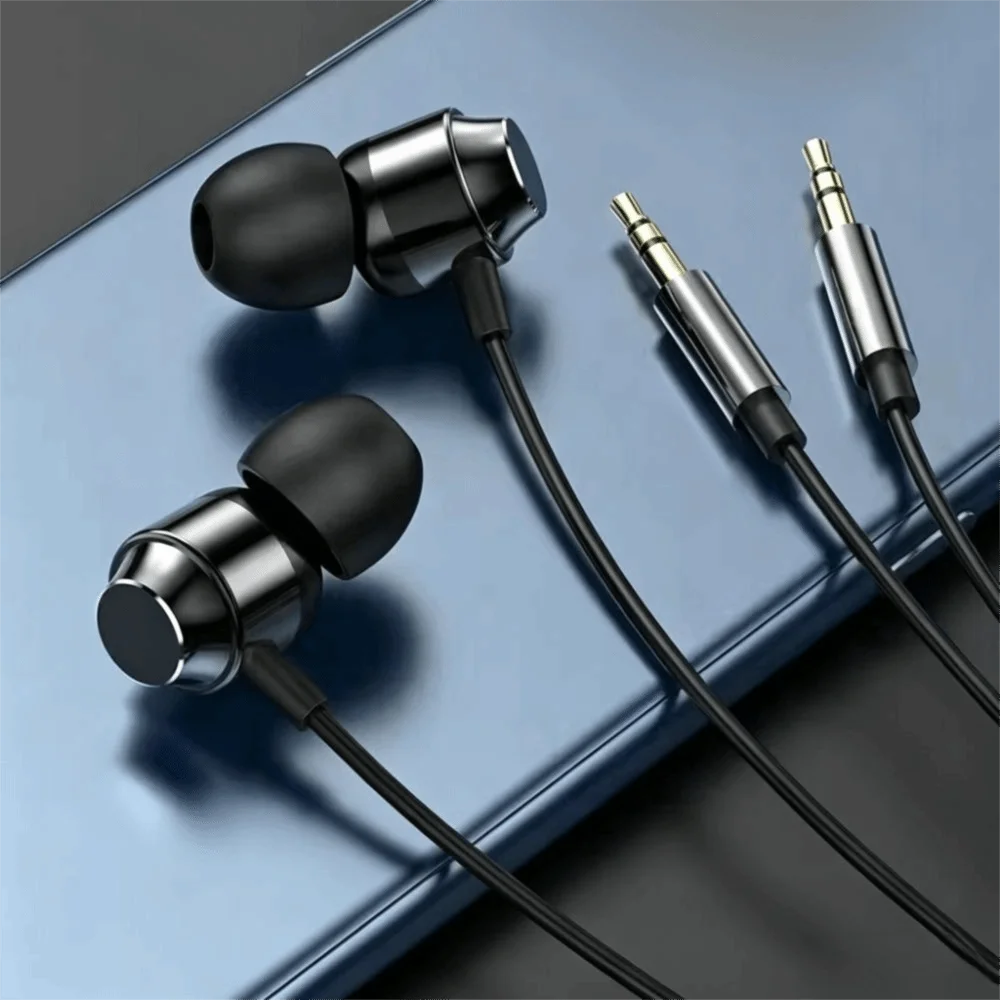 with Mic Metal HiFi Headphones 3.5mm Green Wired Earphone Bass Stereo Black in-ear Earbud Computer