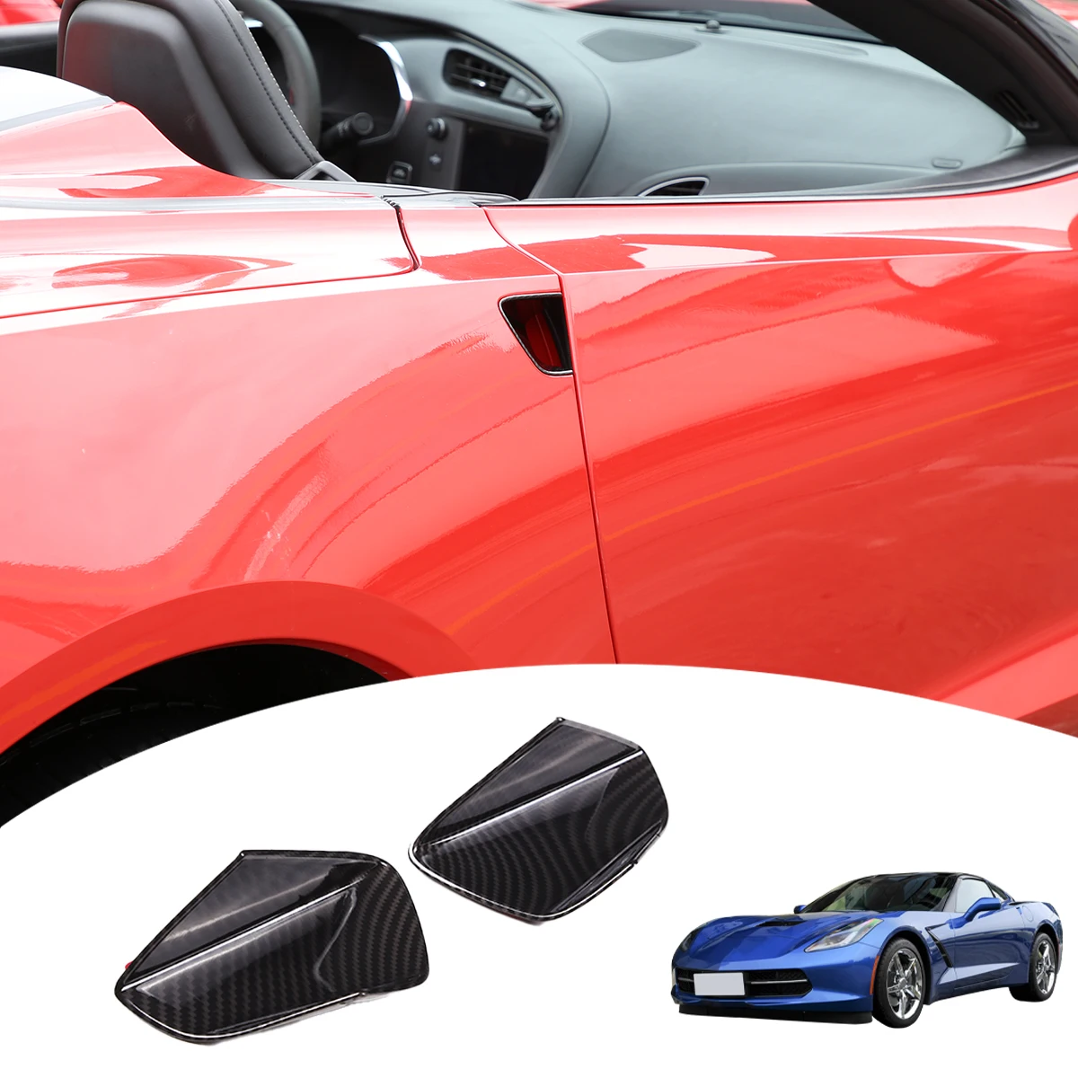 For 2014-2019 Corvette C7 exterior door bowl protection patch, exterior handle door bowl decoration ABS carbon fiber pattern 2pc