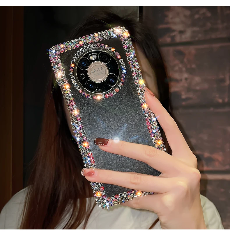 

Glitter Diamond Camera Protection Case For Huawei Mate 60 Pro Mate50 Mate40 Mate30 P50 P40 P30 Bling Rhinestone Luxury Cover