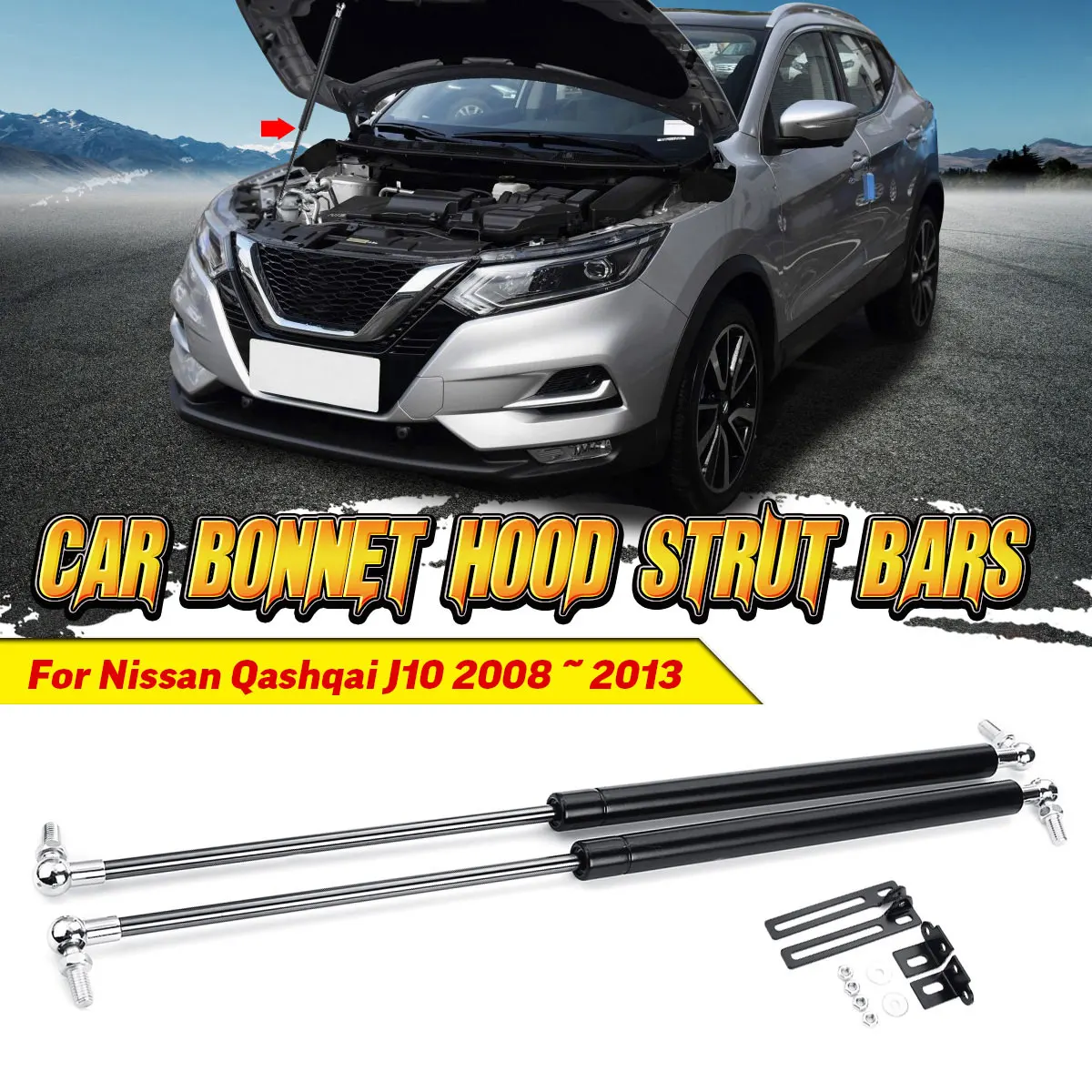 Pair For Nissan Qashqai J10 Car Bonnet Hood Gas Shock Strut Lift Support 2008 2009 2010 2011 2012 2013 Car Styling