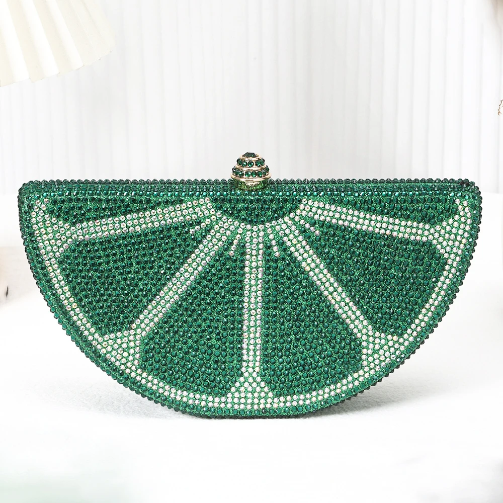 

Watermelon Crystal Bridal Clutch Bag Rhinestone Handbag for Women Luxury Designer Diamond Evening Purse for Wedding Party Bags