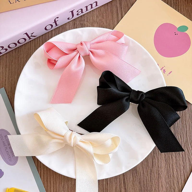 

2PC Solid Color Ribbon Hair Bow Clips Baby Girls Bowknot HairPins Kids BB Barrettes Party Headwear Hair Accessories