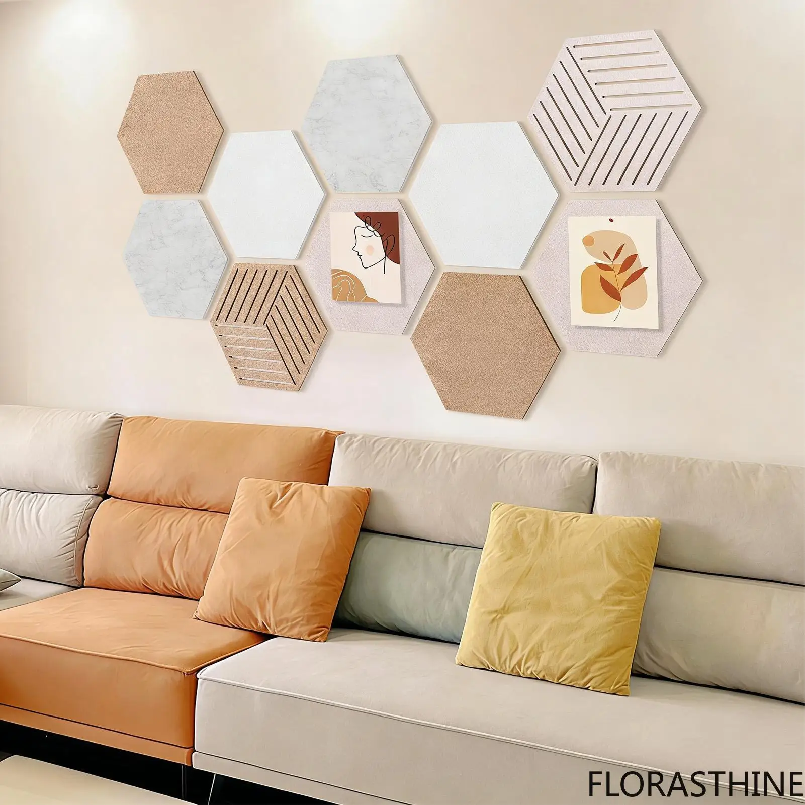 12-inch Hexagonal Cork Board Hexagonal Prayer/vision Pin Boards Fiber Polyester Soundproof Felt Bulletin Wall Decor