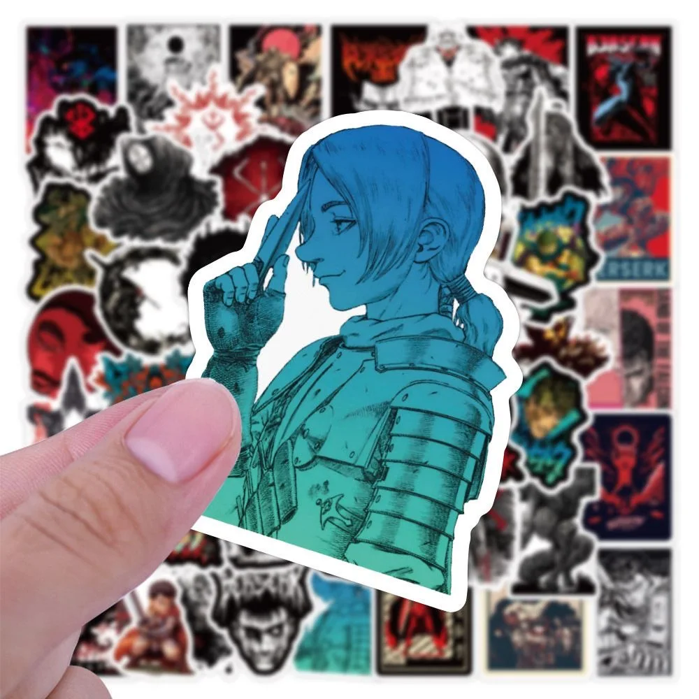 50Pcs Berserk Guts Comic Waterproof Sticker Boys' Helmets Phone Cases Stickers Toys Gift Packaging Sealing Stickers Decorations