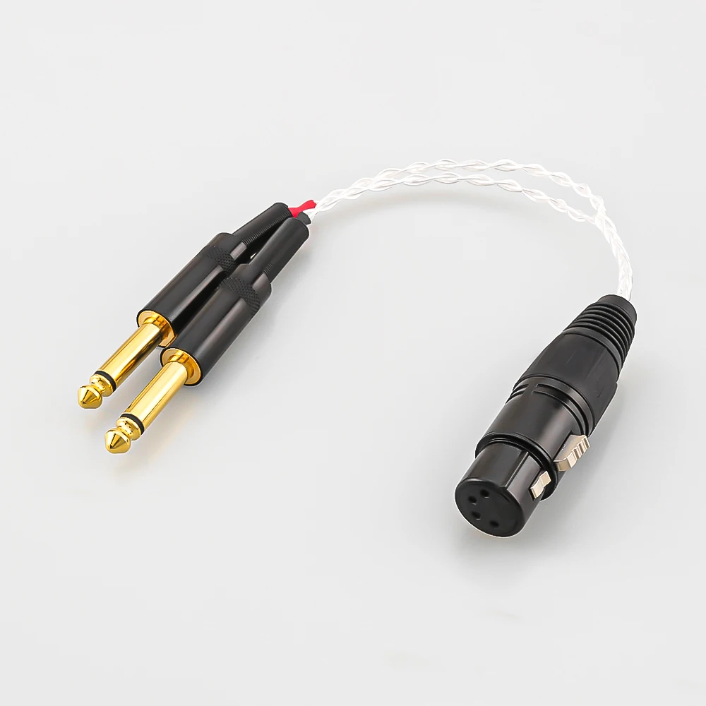 Audiocrast cavo placcato argento 4 Pin XLR femmina a doppio cavo Aux da 6.35mm Jack Audio