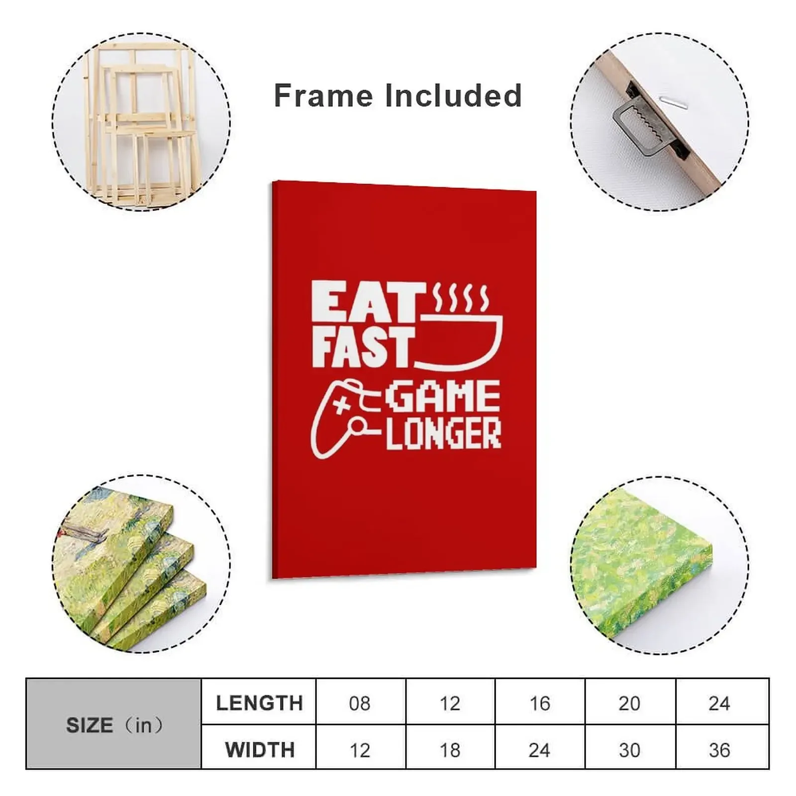 Eat Fast Game Longer Canvas Painting art Picture on the wall Decor for room