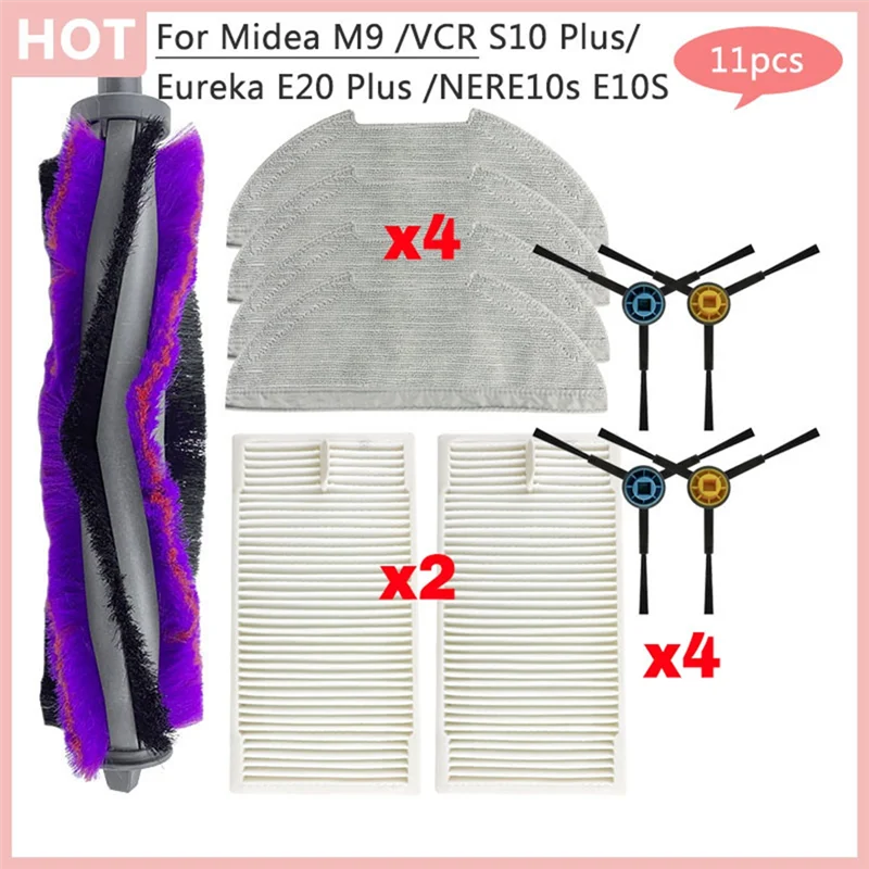 ABZA-brosse latérale principale filtre Hepa pour Midea M9/VCR S10 Plus/Eureka E20 Plus Nere10s E10S/Obode A8 accessoire