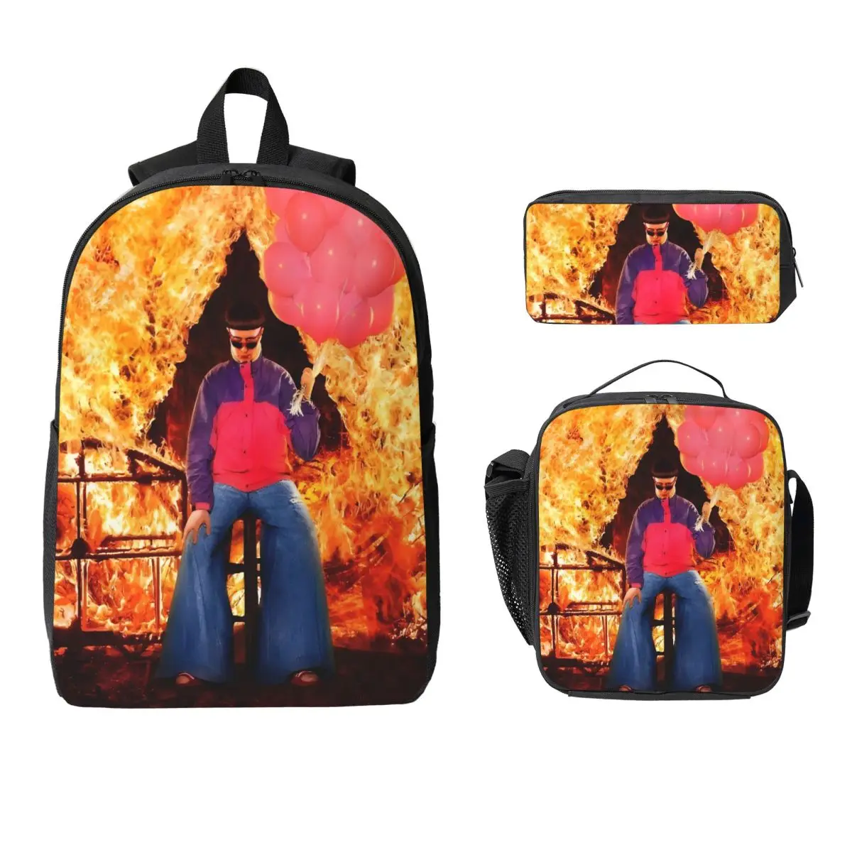 3Pcs RIP Oliver Tree 1993-2026 Backpack Set for Kids Pencil Boxes Bookbag Sets with Lunch Box For School Students Daypack
