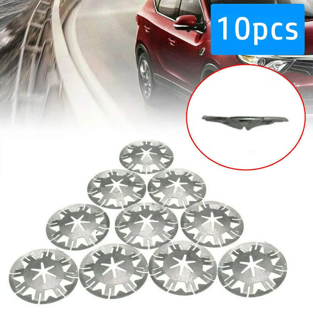 10pcs Metal Clamps For Ford Bottom Tray Exhaust Heat Shield Metal Spring Washer Retaining Clip Nut Premium Durable Auto Parts