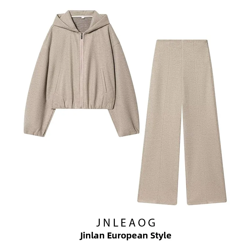 

JNLEAOG, осенний новый женский комплект брюк Faion ed Jaet с высокой талией, универсальный дизайн, длинный свек, одежда для взрослых, размер