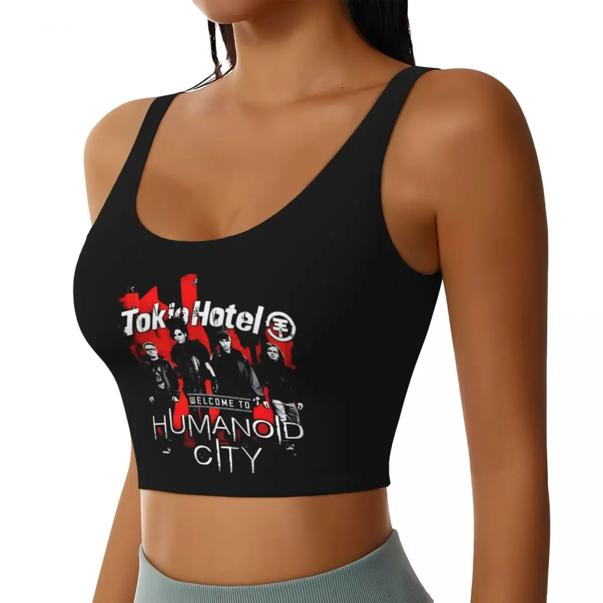 Custom The Band Tokio Hotel Sports Bra Women's Pop Rock High Impact Workout Yoga Crop Top