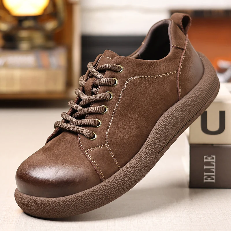 

Трекинговая обувь ручной работы, мужская деловая повседневная обувь из натуральной кожи, удобная походная обувь для мужчин, уличные мужские кроссовки на шнуровке